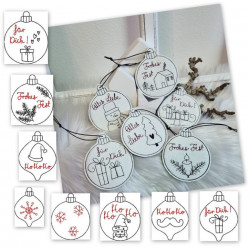 ADVENTSKALENDER 6. Dezember - 16 Anhänger Weihnachtskugeln Doodle